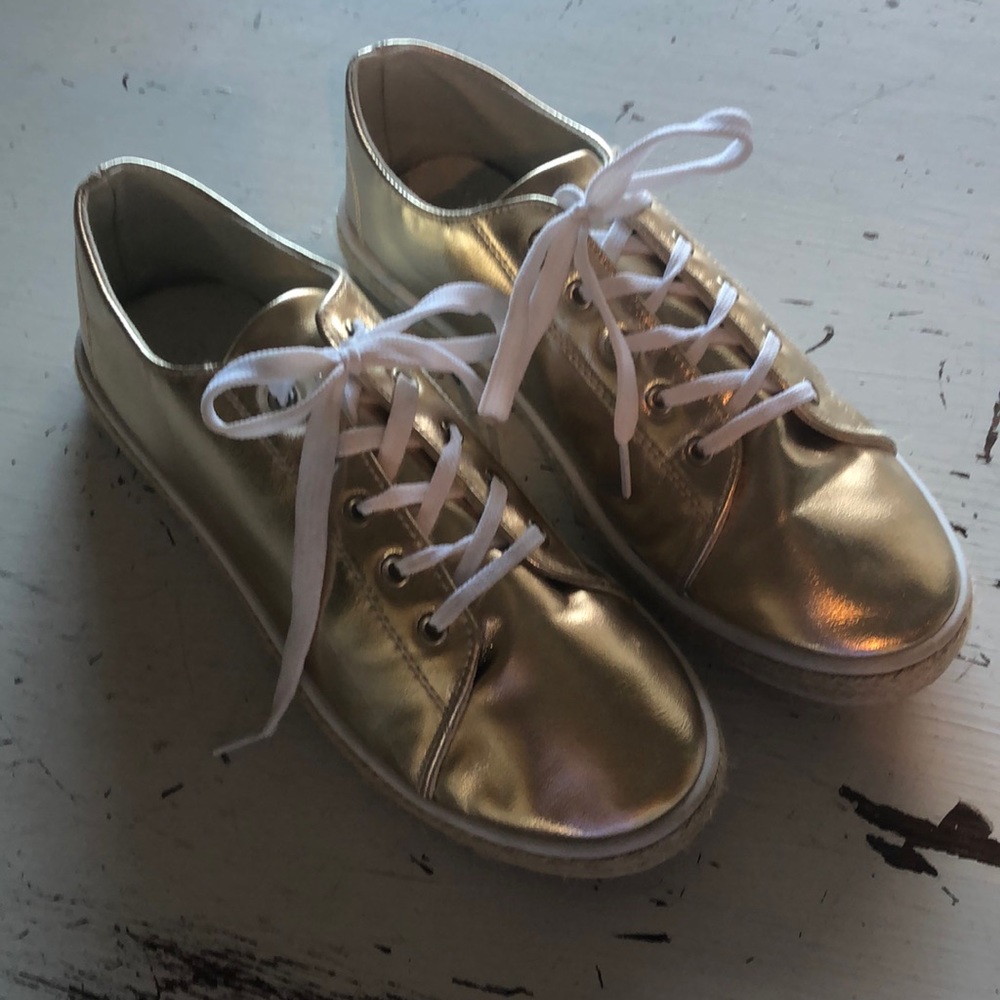 BAMBOO Gold Metallic espadrille style sneakers